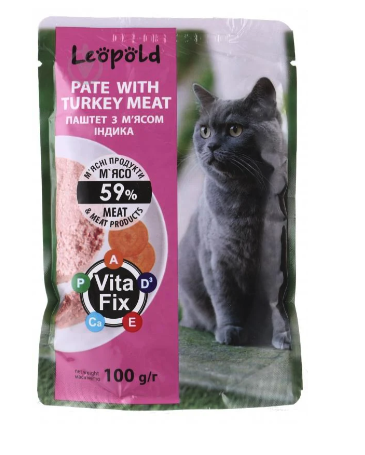 Паштет для котів Леопольд з індичкою 100 г